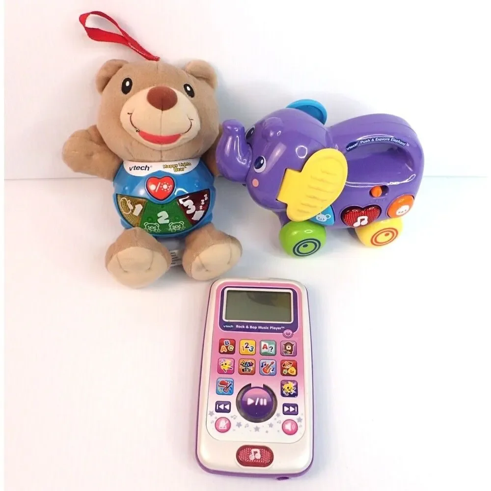Vtech Baby Toy Lot Happy Lights Bear Push & Explore Elephant & Rock & Bop Music